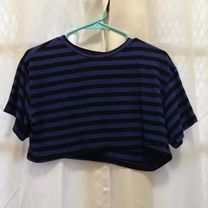 Black and blue striped crop top
